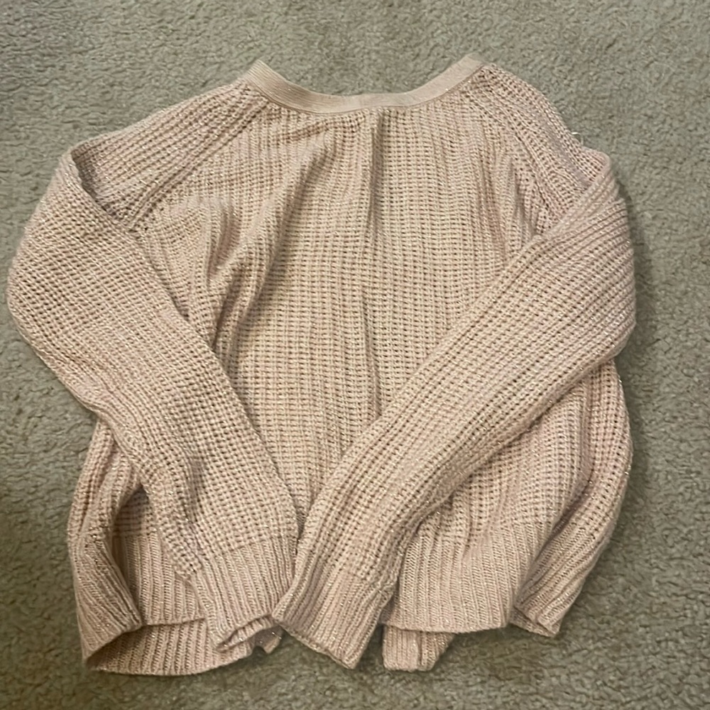 Pink Glittery Open back/shoulder sweater